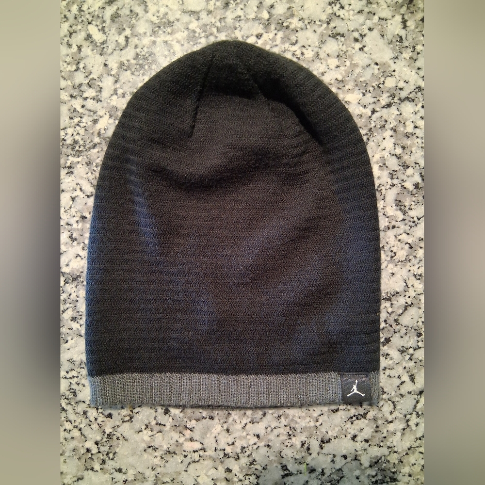 Jordan Black and Gray Knit Beanie